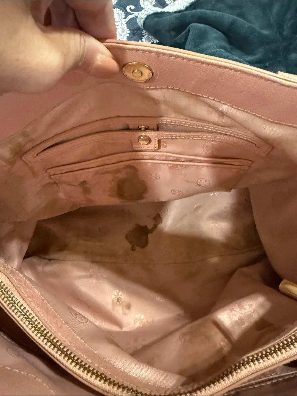 Tory Burch Dusty Pink Leather Tote with Gold Logo